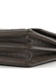 Calfskin Crocodile Embossed Medium Monogram Sunset Fog