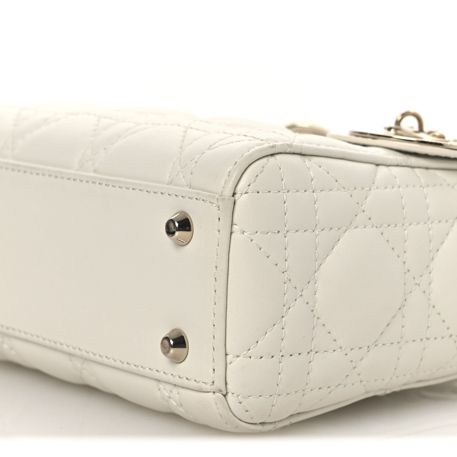 Lambskin Cannage Mini Lady D1OR White