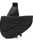 Calfskin Atelier Signature Print Mens Saddle Bag Grey