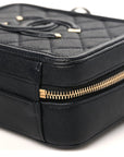 Caviar Quilted Small CC Filigree Vanity Case Black