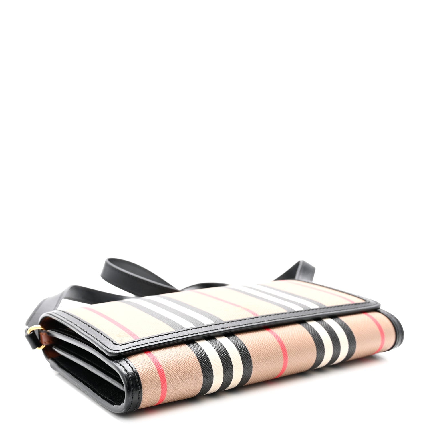 E-Canvas Icon Stripe Hannah Wallet With Detachable Strap Archive Beige