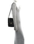 Re-Nylon Saffiano Stitched Duet Bucket Bag Black