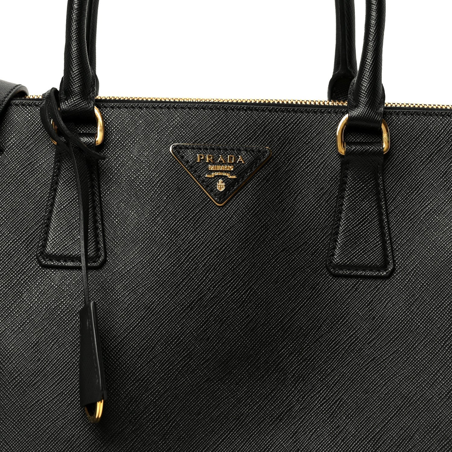 Saffiano Lux Large Galleria Double Zip Tote Black