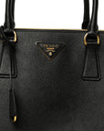 Saffiano Lux Large Galleria Double Zip Tote Black