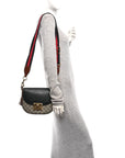GG Supreme Monogram Web Medium Padlock Messenger Shoulder Bag Black