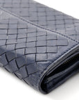 Nappa Intrecciato Continental Flap Wallet Dark Blue