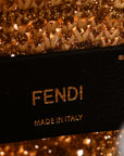 Raffia Lurex Vitello Laminato F is FNDI FF Crochet Mini Mon Tresor Bucket Bag Natural Oro