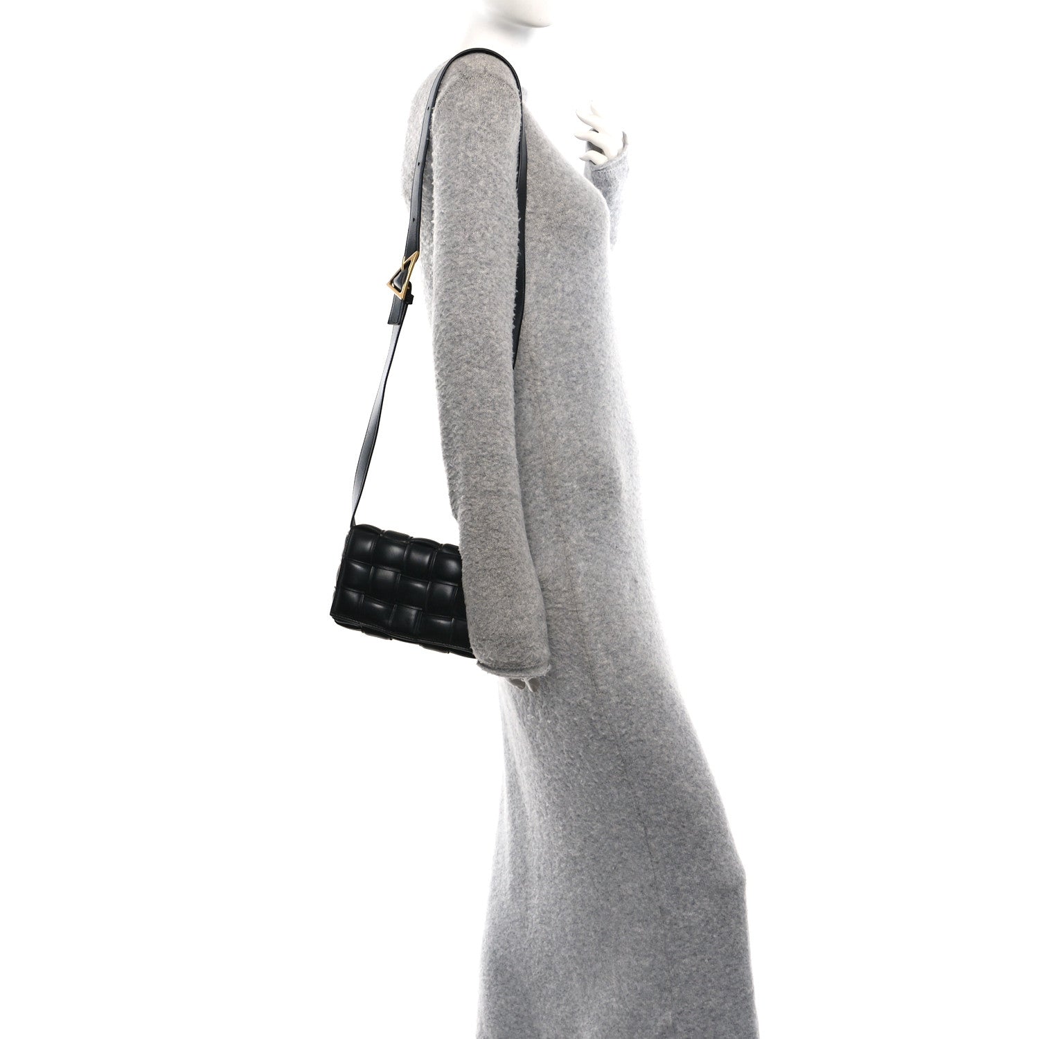 Nappa Maxi Intreccio Small Padded Cassette Crossbody Bag Black