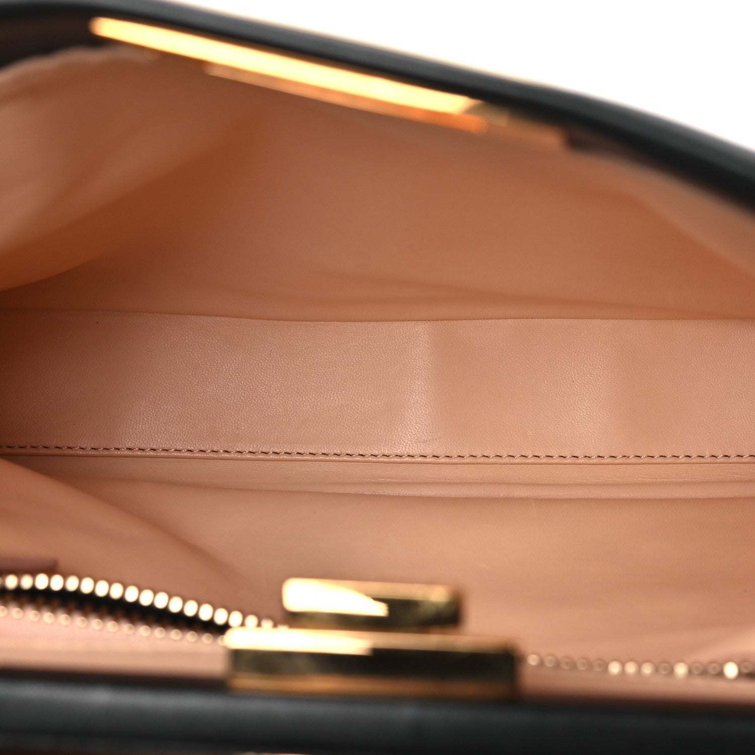 Vitello Morgan Shiny Nappa Medium Peekaboo Iconic Satchel Black Rosa Plaster