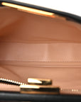 Vitello Morgan Shiny Nappa Medium Peekaboo Iconic Satchel Black Rosa Plaster