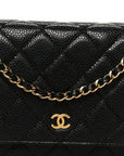 Caviar Quilted Wallet on Chain WOC Black