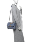 Sequin Quilted Medium CHNL 19 Flap Light Blue