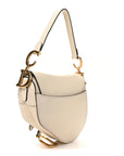 Grained Calfskin Saddle Bag White