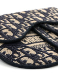 Oblique Embroidered Saddle Belt Pouch Blue