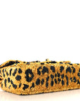 Sequin Mixed Fibers Leopard Print Mini Rectangular Flap Black Orange