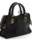 Chevre Gold Metallic Edge Hardware Mini City Black