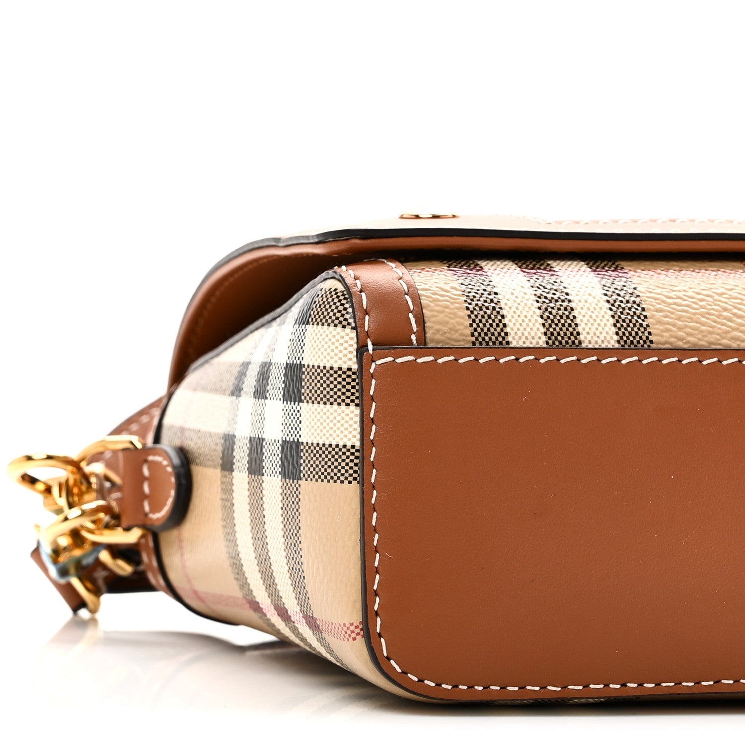 Coated Canvas Calfskin Vintage Check Small Note Crossbody Bag Briar Brown