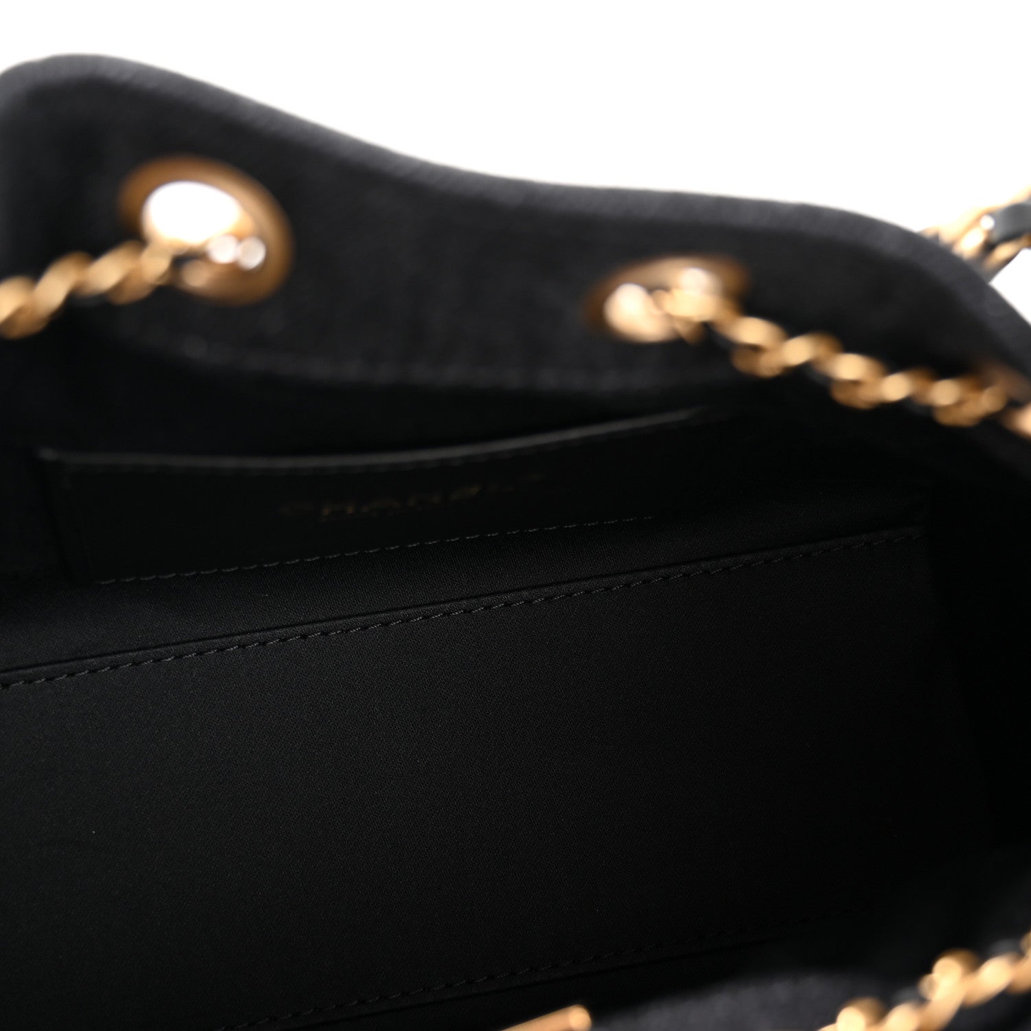 Washed Denim Quilted Mini CHNL 25 Handbag Black
