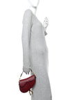 Grained Calfskin Mini Saddle Bag Red
