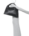 Calfskin Intrecciato Small Hop Black