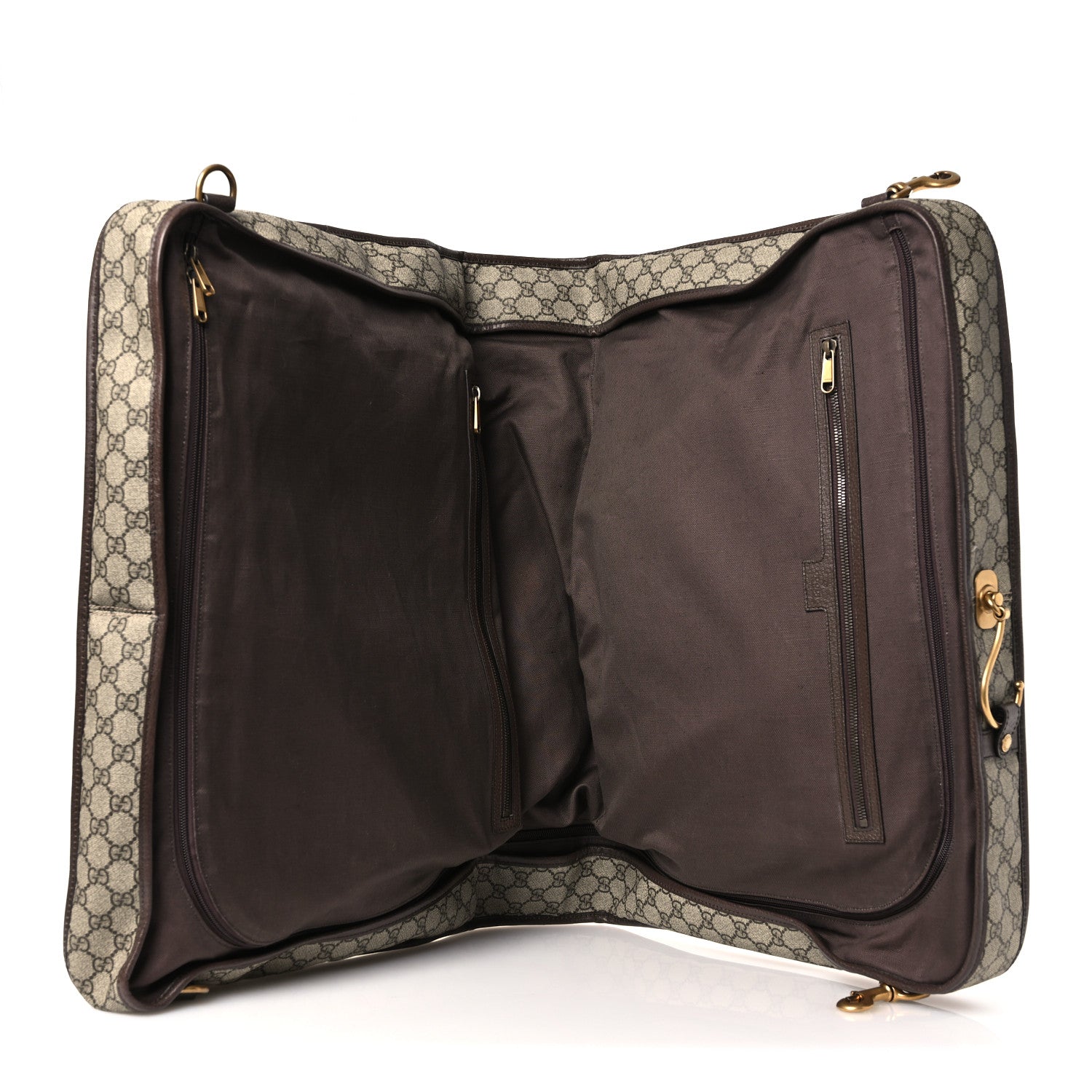 GG Supreme Monogram Textured Dollar Calfskin Web Ophidia Savoy Garment Bag Beige Ebony New Acero