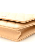 Caviar Quilted Wallet on Chain WOC Beige