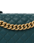Caviar Quilted Medium Boy Flap Dark Green