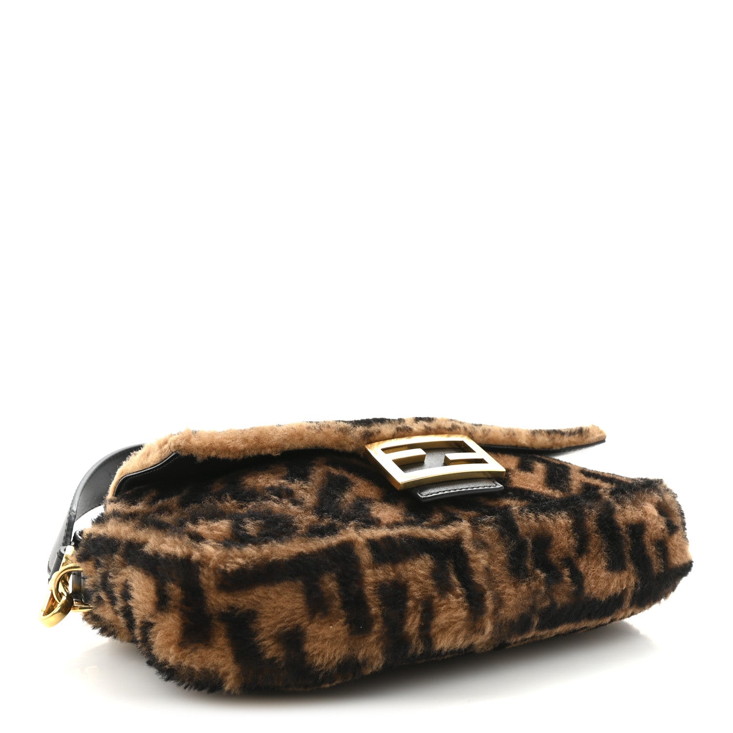 Shearling Vitello Dolce Macro FF 1974 Baguette Tobacco Black