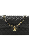Caviar Quilted Small Double Flap Black