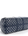 Calfskin Shadow Monogram Keepall Bandouliere 50 Ink Blue White