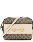 GG Supreme Monogram Small Horsebit 1955 Shoulder Bag Beige Mystic White