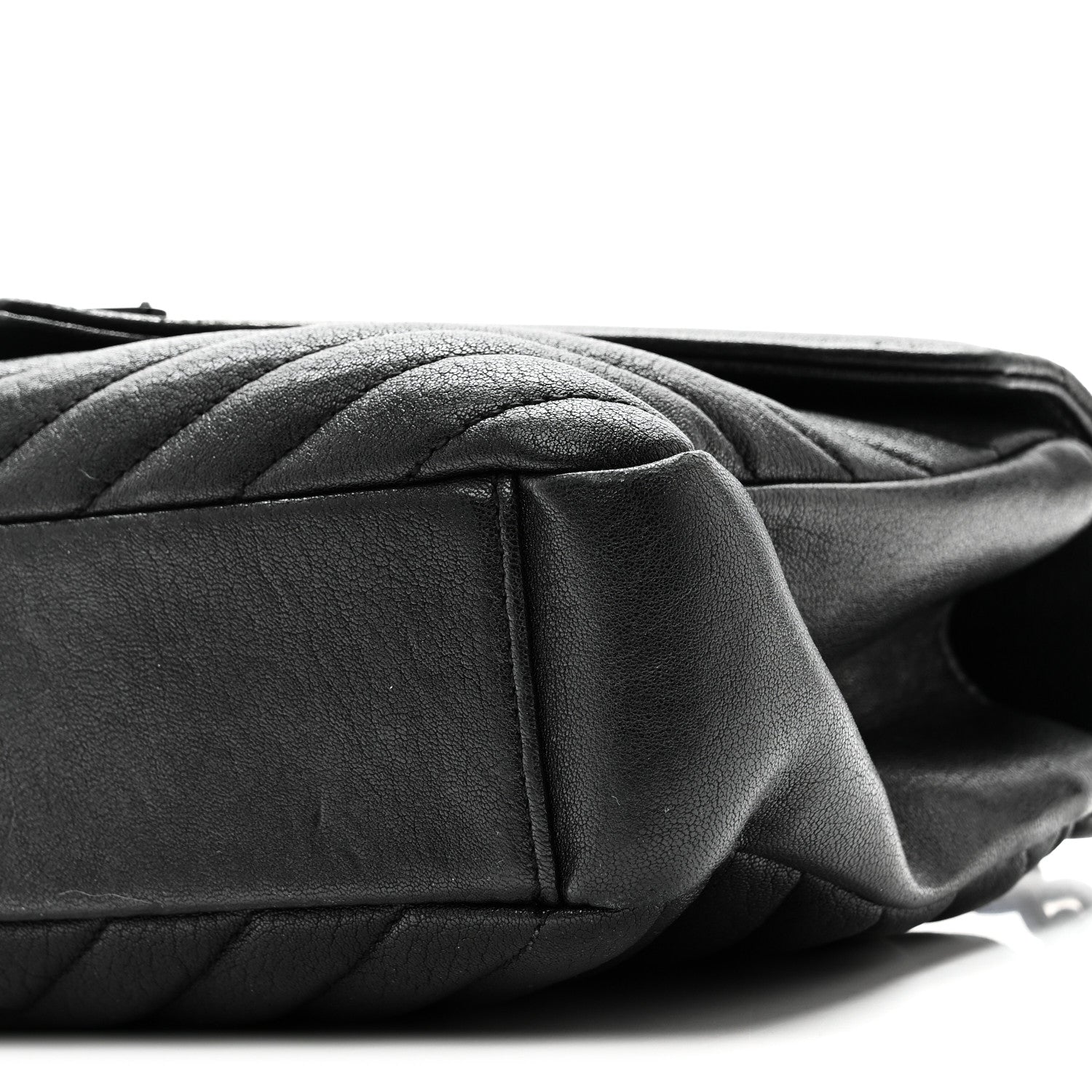 Sheepskin Matelasse Chevron Monogram Monochrome Medium College Bag Black