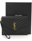 Grain De Poudre Matelasse Chevron Monogram Envelope Clutch Black