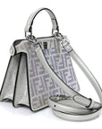 Iridescent Crystal Vitello Laminato Suede FF Petite Peekaboo I SEE U Satchel Cappuccino
