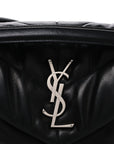 Lambskin Quilted Small Loulou Puffer Monogram Chain Satchel Black