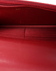 Lambskin Quilted Trendy CC Wallet On Chain WOC Red
