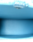 Strass Suede Hourglass Top Handle Bag XS Light Blue