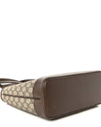 GG Supreme Monogram Textured Calfskin Web Small Ophidia Shoulder Tote Bag Beige Ebony New Acero