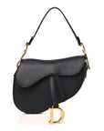 Grained Calfskin Saddle Bag Black