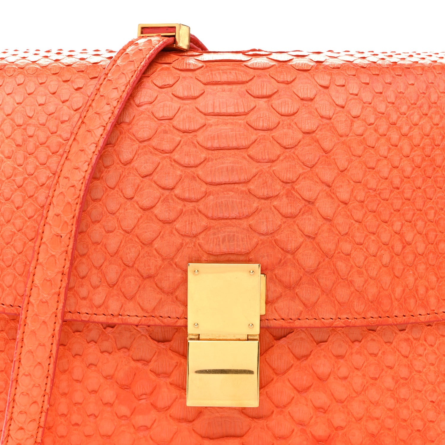 Snakeskin Medium Classic Box Flap Orange