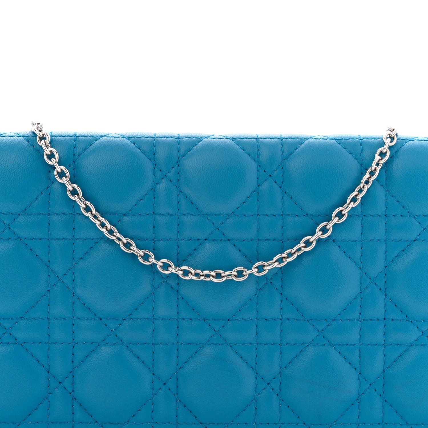 Lambskin Cannage Lady D1OR Convertible Clutch Blue