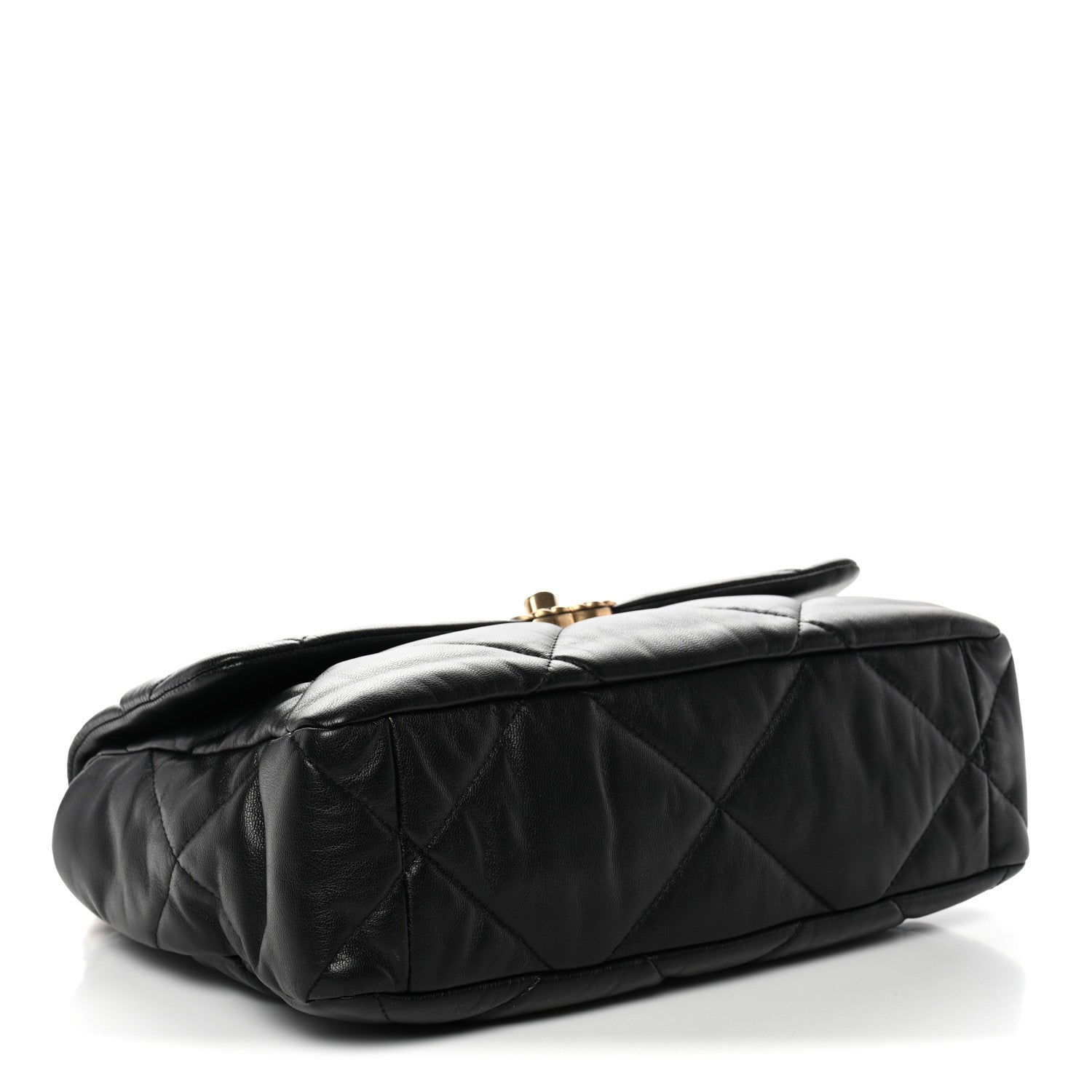 Goatskin Quilted Large CHNL 19 Flap Black