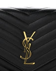 Grain De Poudre Matelasse Chevron Monogram Envelope Clutch Black