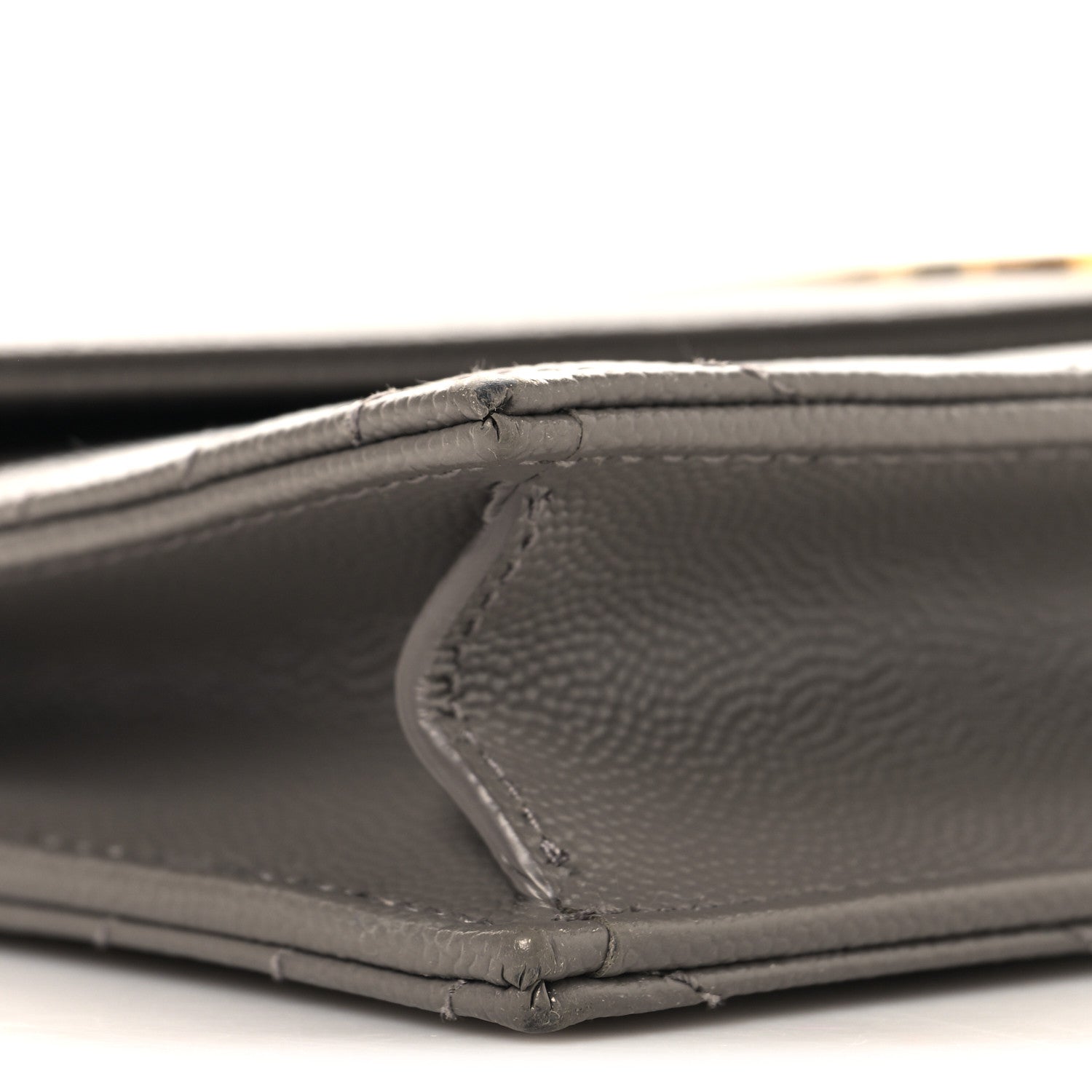 Grain De Poudre Matelasse Chevron Monogram Envelope Chain Wallet Fog