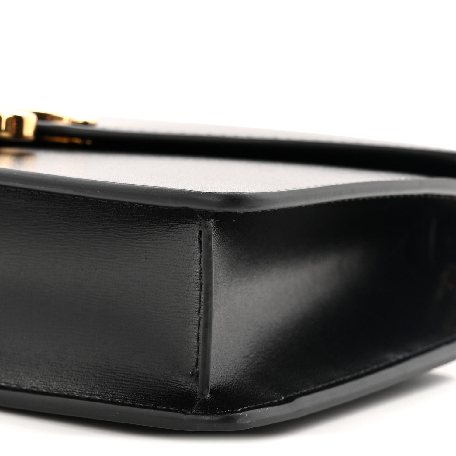 Shiny Calfskin Triomphe Margo Wallet on Chain Black