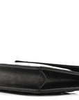 Grain De Poudre Matelasse Chevron Monogram Envelope Chain Wallet Black
