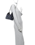 Metallic Caviar Quilted Mini CHNL 25 Handbag Dark Blue