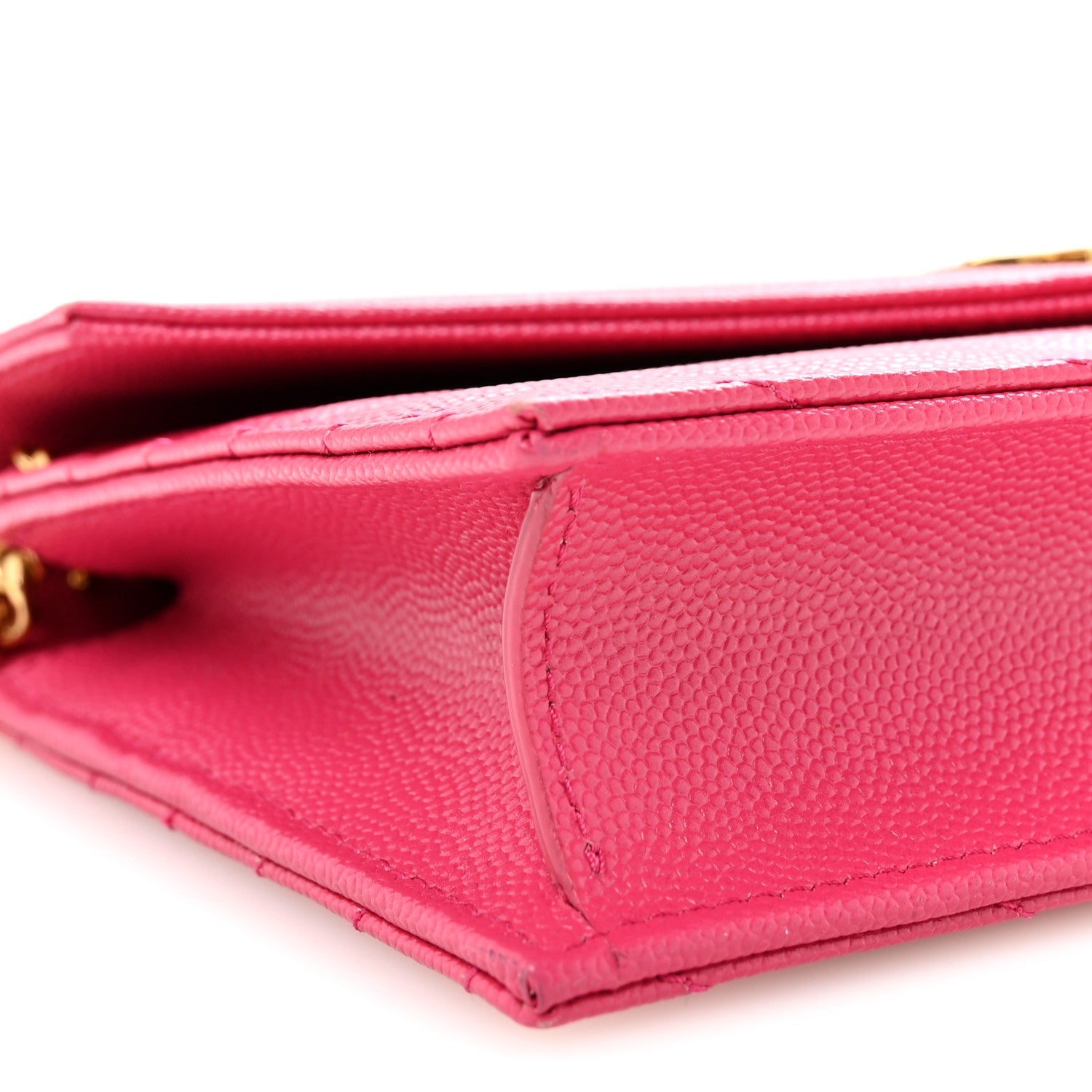 Grain De Poudre Matelasse Chevron Monogram Envelope Chain Wallet Fresh Fuchsia