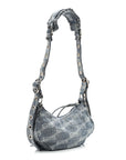Denim BB Monogram Le Cagole Shoulder Bag XS Blue