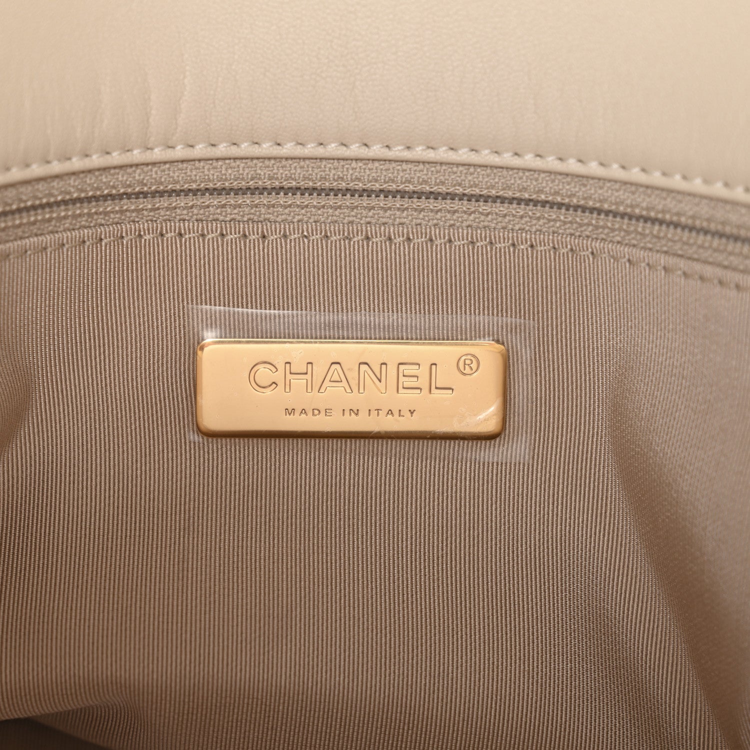Goatskin Quilted Maxi CHNL 19 Flap Beige